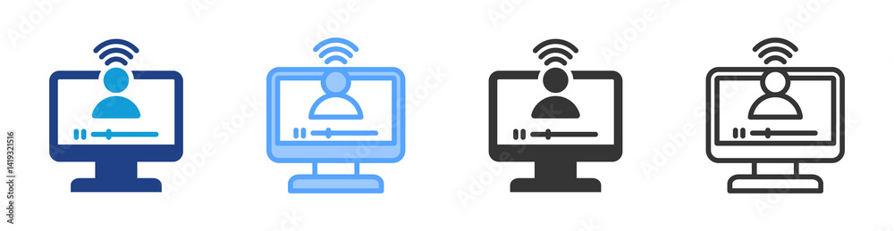 Poster Online Streamer icon set multiple style collection