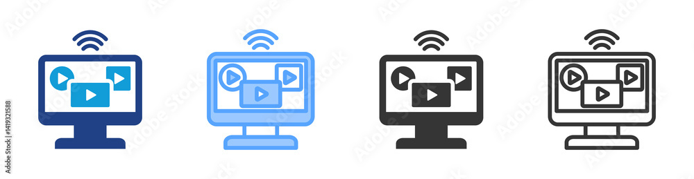 Poster Streaming Channel icon set multiple style collection