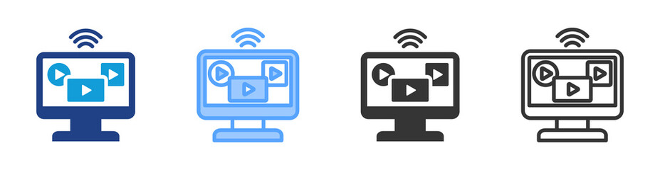 Streaming Channel icon set multiple style collection