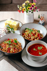 A girl smiles on a white background