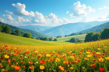 Vivid, unfocused landscape, ideal for website design, element, travel, wallpaper