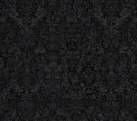 Intricate black damask floral wallpaper, seamless gothic vines , texture, gothic style