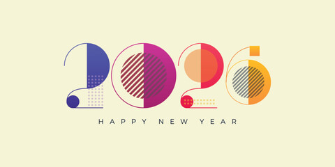 colorful number 2026 for 2026 New Year symbol and sign. Happy New Year 2026 square template. 2026 logo number
