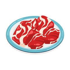 Illustration of Fresh Raw Meat on Plate
