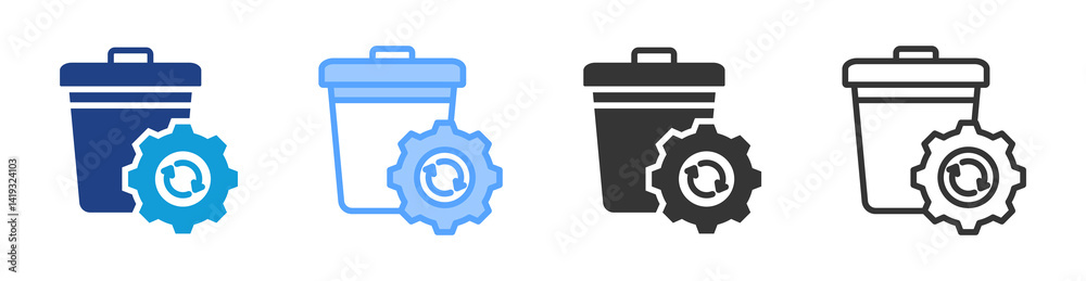 Poster waste management icon set multiple style collection