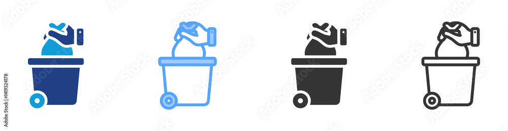 Poster Trash Collector icon set multiple style collection