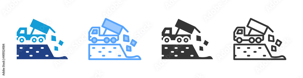 Poster Landfill icon set multiple style collection