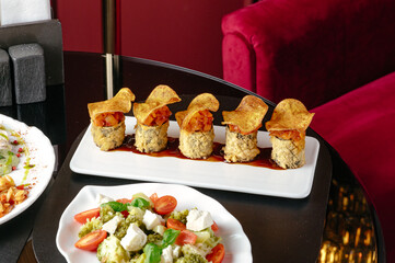 A girl smiles on a white background