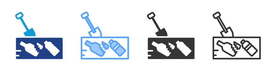 Waste Burial icon set multiple style collection