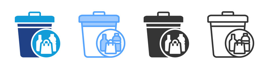 Solid Waste icon set multiple style collection
