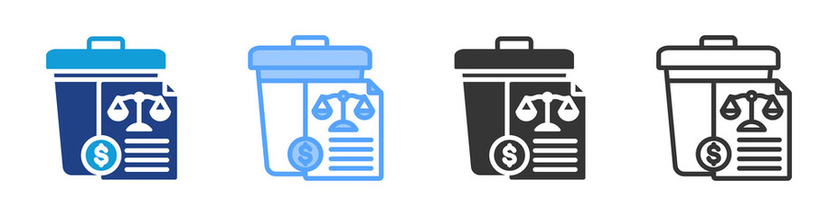 Waste Tax icon set multiple style collection