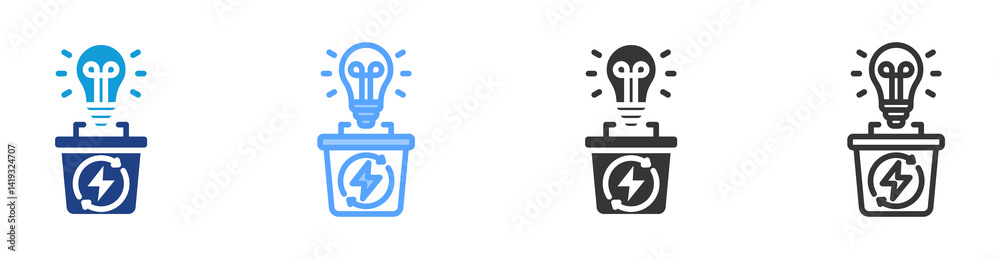 Poster waste to energy icon set multiple style collection