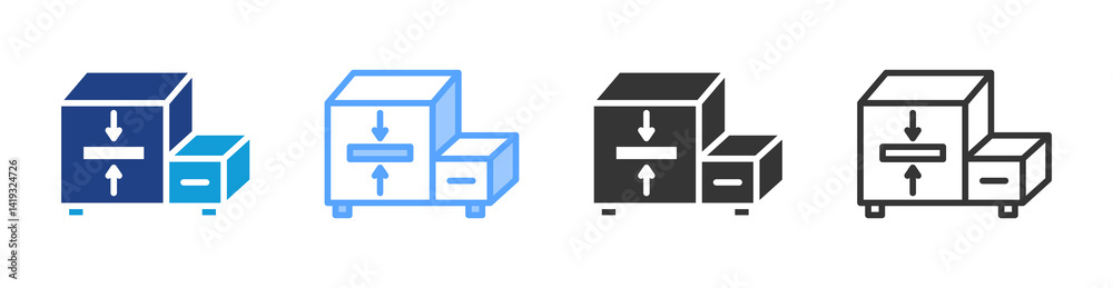 Poster Trash Compactor icon set multiple style collection