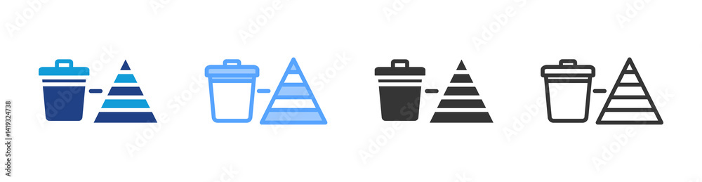 Aufkleber waste hierarchy icon set multiple style collection