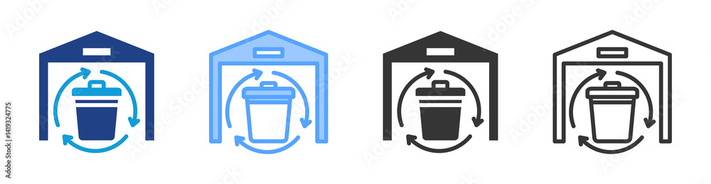 Aufkleber material recovery facility icon set multiple style collection