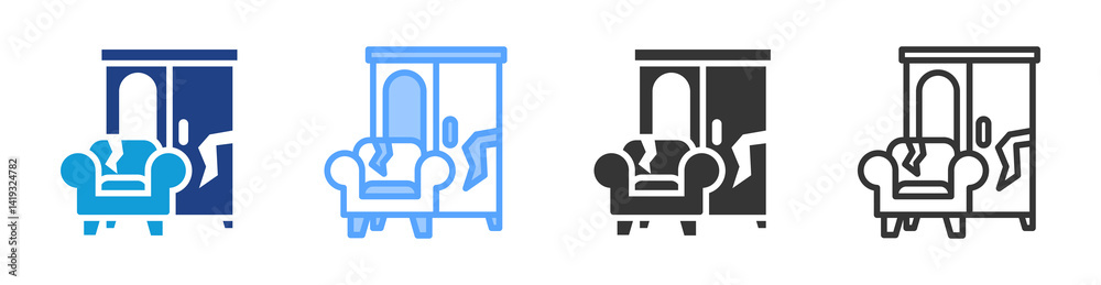 Poster bulky waste icon set multiple style collection