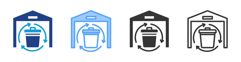 Material Recovery Facility icon set multiple style collection