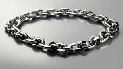 Fototapeta premium Shiny Metallic Chain Links Closeup, isolated white background