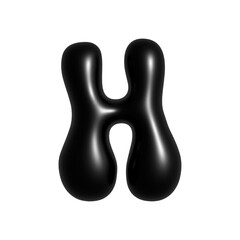 Black 3d Bubble Alphabet Letter H