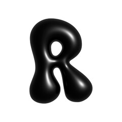 Black 3d Bubble Alphabet Letter R