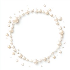 Elegant Round Frame of Various Sizes of White Pearls on a Clean Background for Jewelry and Fashion Creative Design or Promotional Use
