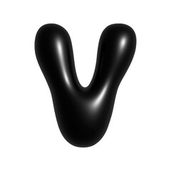 Black 3d Bubble Alphabet Letter V