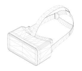 A virtual reality headset with a strap. The strap is made of a mesh material. The headset is designed to be worn on the head
