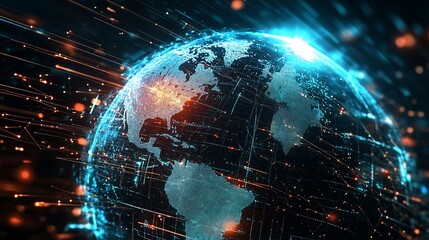 Obraz premium Digital Earth Globe with Data Connections, A Global Network Concept