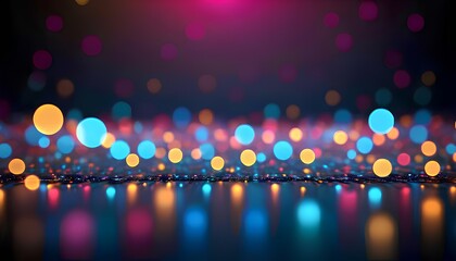Bright bokeh lights on abstract background, smooth depth of field, lighting and blur effects.