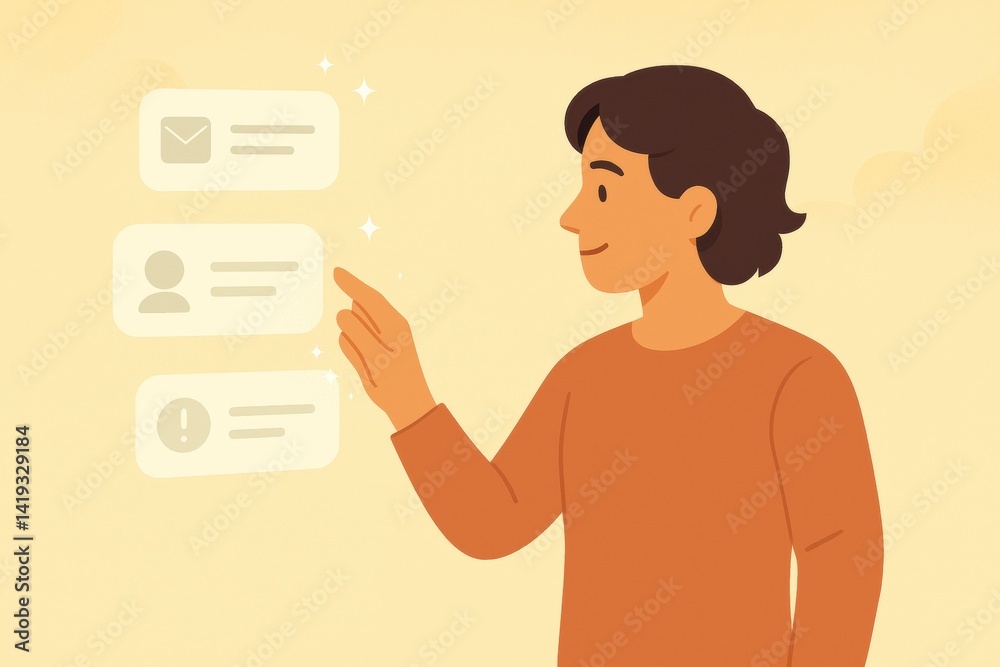 Poster digital interface interaction: a person effortlessly interacts with a modern digital interface, sele