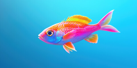 Colorful tropical fish with vibrant pink and orange hues swimming in blue water.