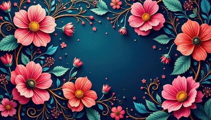 Intricate paisley-inspired blooms, arabesque swirls, vibrant hues, texture, paisley pattern, repeat