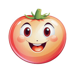Obraz premium Happy cartoon Tomatoe with big eyes and a smiling face showcasing a playful personality for kids' art or design