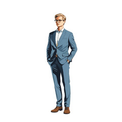 Obraz premium Modern ceo businessman in suit poses confidently, showcasing contemporary fashion for professional settings