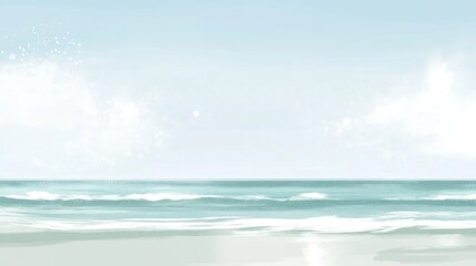 Obraz premium Tranquil pastel beach scene on a bright day.