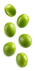Green peas levitating isolated on transparent background