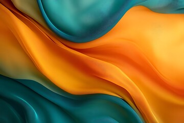 "Abstract flowing fabric in orange and turquoise colors with smooth curves