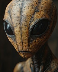 Alien with deep black eyes and textured skin Generative AI