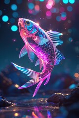 glowing fantasy fish sci fi art llustration