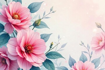 Subtle, watercolor floral repeat Soft hues, overlapping petals , textile, fabric design, seamless