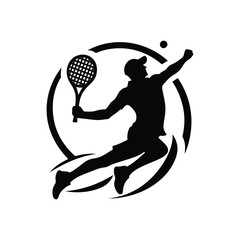 tennis player vector silhouette clip art logo
