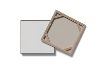 Realistic Square Canvas Mockup with shadow isolated on white background, 3d rendering
