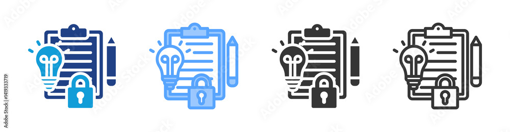 Poster Intellectual Property icon set multiple style collection