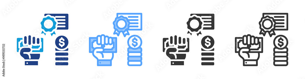 Poster financial asset icon set multiple style collection