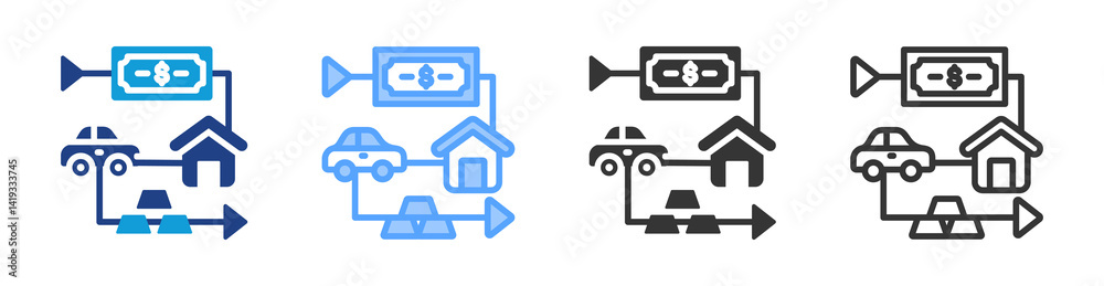 Poster Process icon set multiple style collection