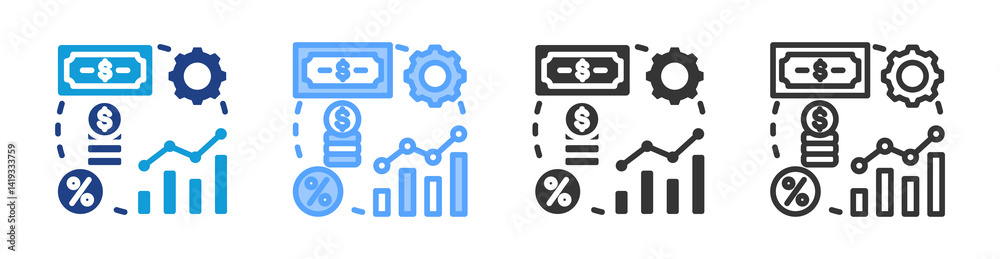 Poster Operating icon set multiple style collection