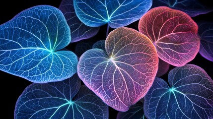 Abstract glowing foliage for botanical designs, wallpaper, or decorative backdrop use