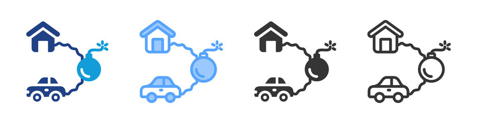 Risks icon set multiple style collection