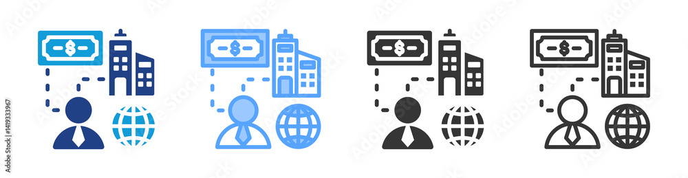 Poster business world icon set multiple style collection