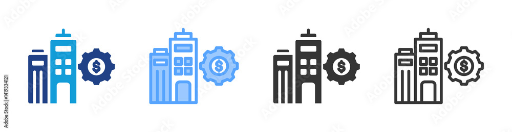 Poster Physical Infrastructure icon set multiple style collection